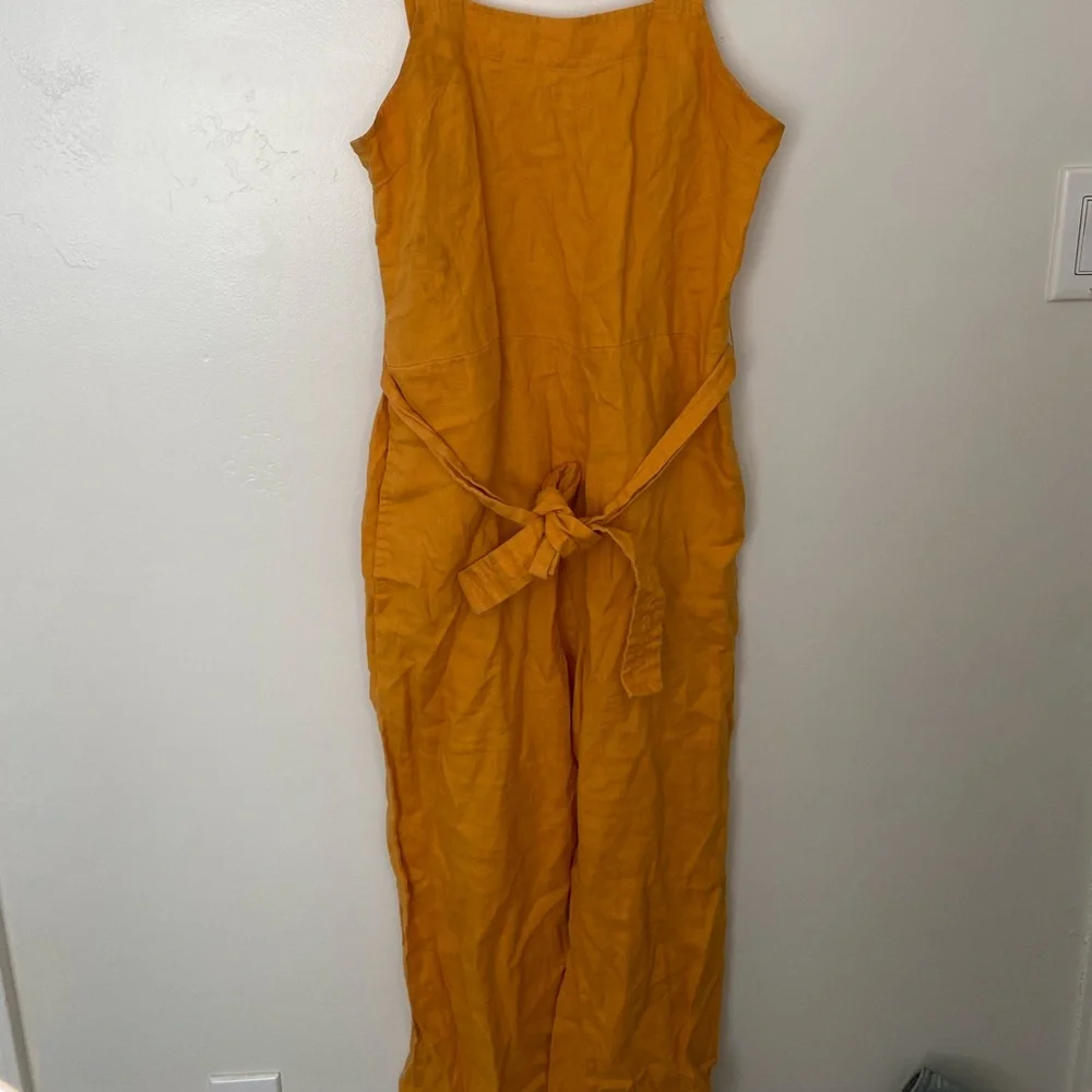 ☀️EVERLANE Square Neck 100% Linen Jumpsuit in Marigold